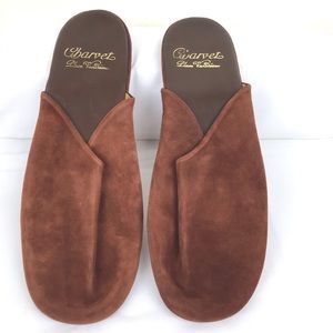 Charvet Place Vendome Brown Suede Leather Slippers